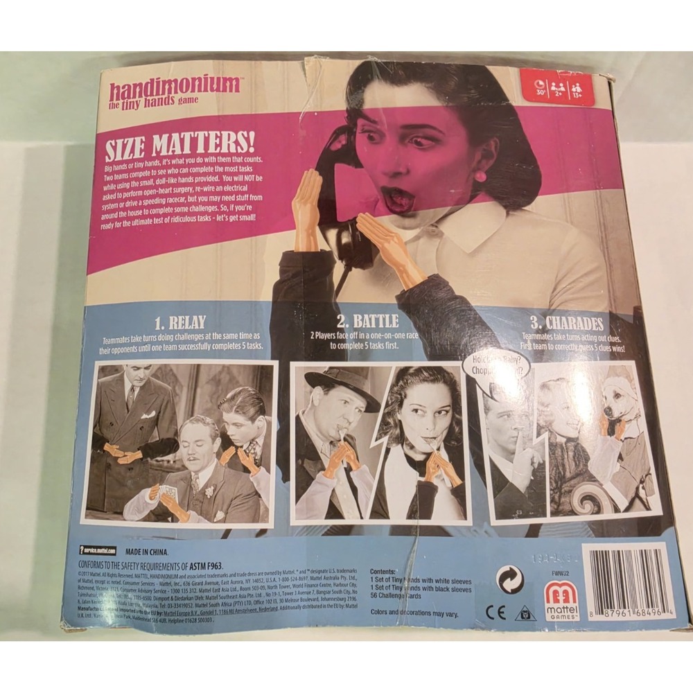 Handimonium: The Tiny Hands Game with 4 Tiny Hands - Open Box Damaged